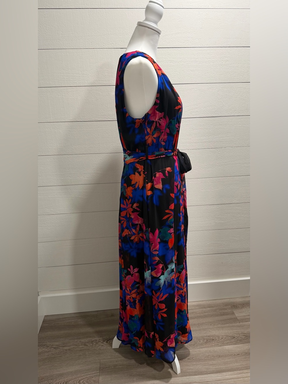 Calvin Klein Black Maxi Dress with Blue, Pink and Orange Floral Print - Picture 6 of 8